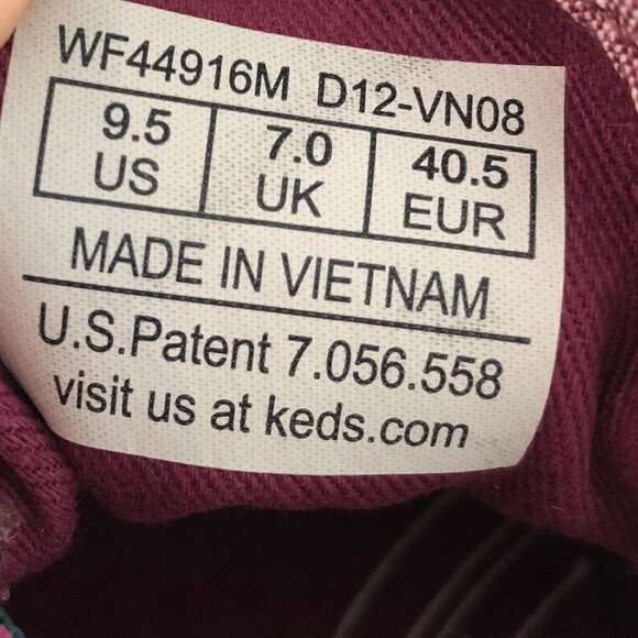 Keds Canvas Lace Up Denim Sneakers Prpl Pink w Teal Trim + Striped Laces Sz 9.5 - Picture 11 of 12